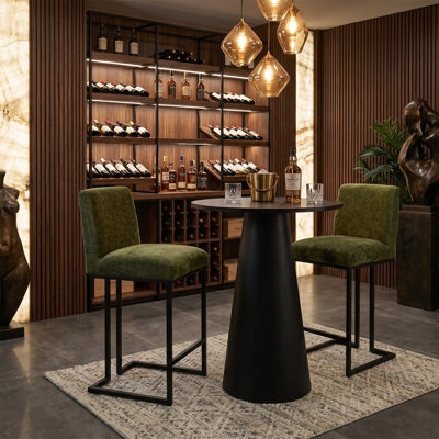 Modern 30" Round Counter Height Dining Set with 2 Upholstered Counter Stools