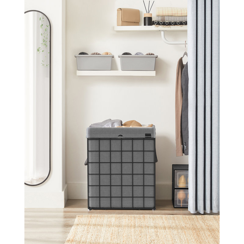 Laundry Hamper with Handles, Black/Grey, 58" H x 48" W x 33" D