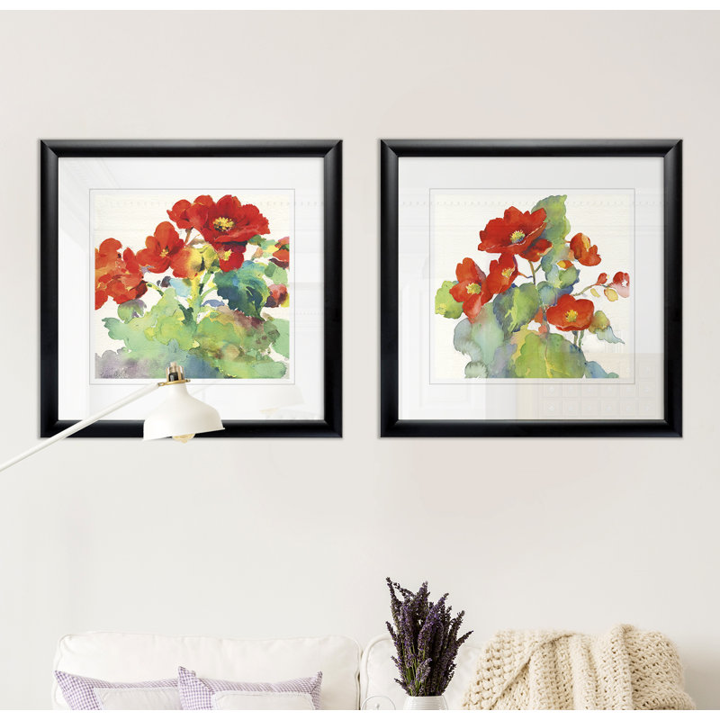 « begonia i », ensemble de 2 reproductions encadrées, Cadre noir