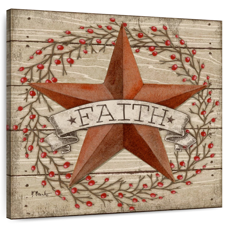 Tergel Barn Star With Berries I, 16" H x 16" W