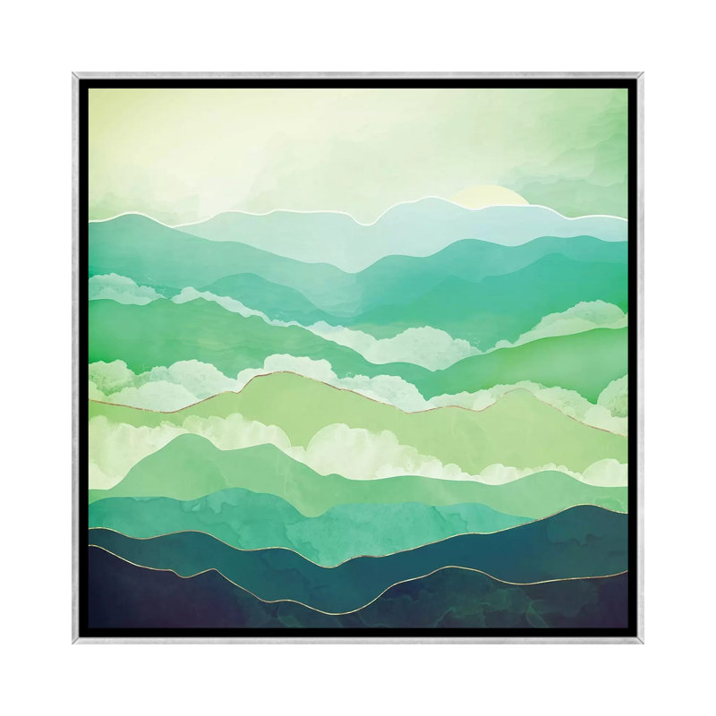 Emerald Spring - impression d'art graphique, Toile avec cadre argenté, Aucun mat, H 26 po x l 26 po x P 1,5 po