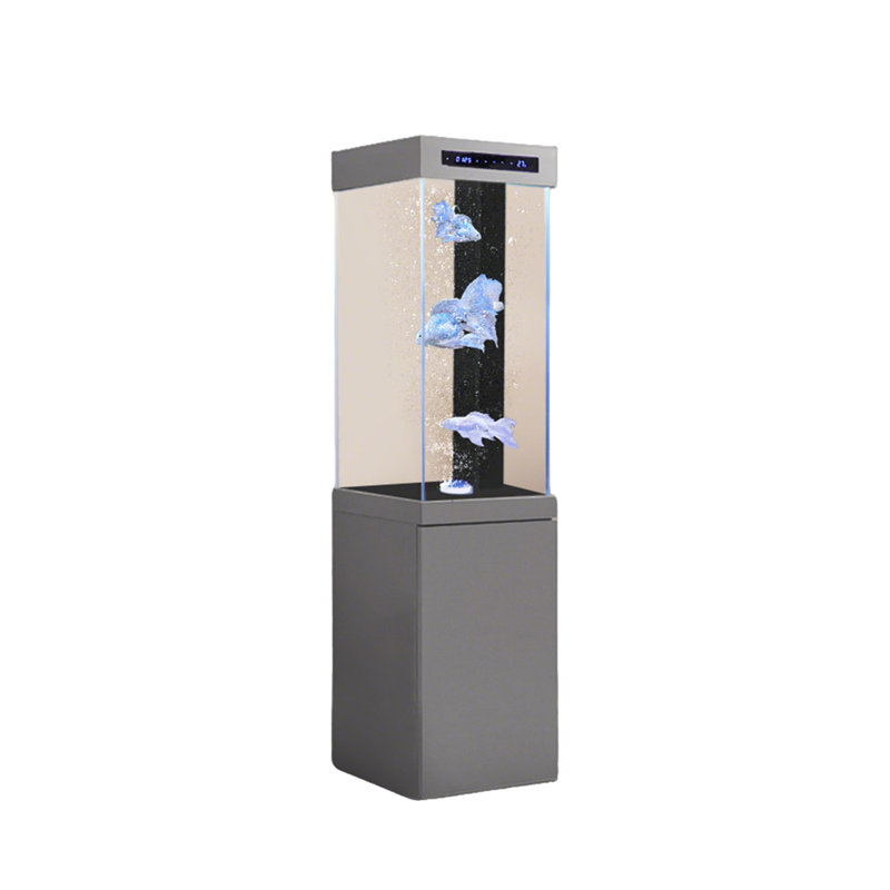 Aquarium vertical sur pied 23,62 po, Transparent / gris, 36,98 gallons (H 61,02 po x l 23,62 po x P 15,75 p