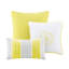 Très grand lit, édredon en coton imprimé taupe gris / jaune avec 2 taies décoratives gris / jaune-121159247