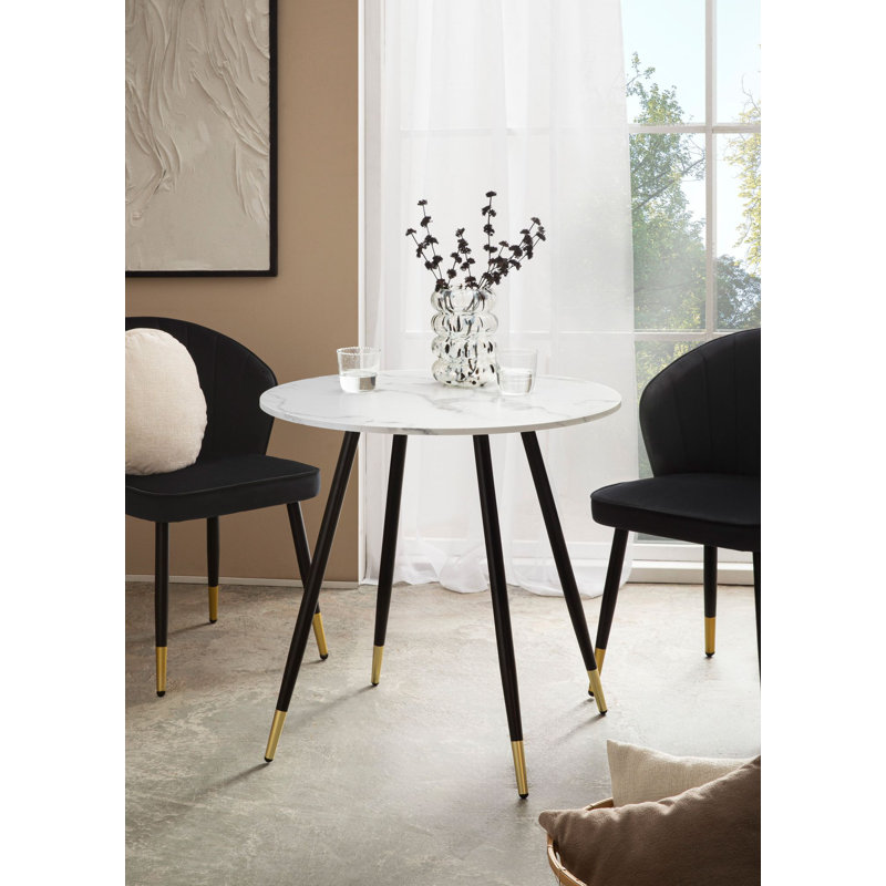 Round Metal Base Dining Table, White