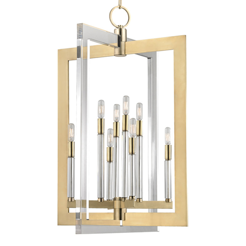 Wellington 8 - Light Chandelier, Aged Brass, 26.5" H x 17.5" W x 17.5" D