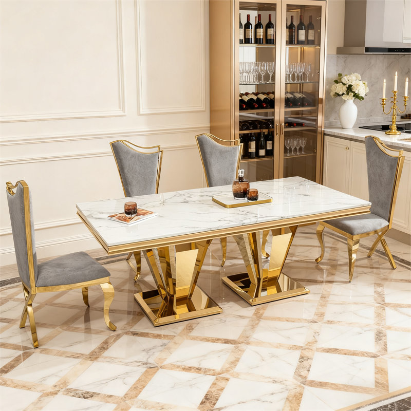 Ensemble de table de salle à manger 5 pièces 5 pièces, 5 pièces: table, 4 chaises