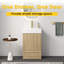 Meuble-lavabo rayé en chêne clair de 20 po avec lavabo en céramique blanche, meuble de salle de bain autoportant pour salle de bain moderne, lavabo en céramique blanche une pièce sans drain ni robinet, KD