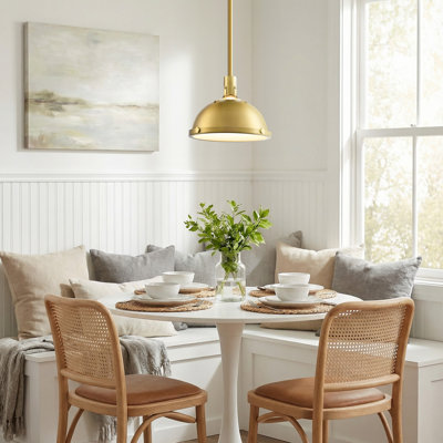Lysander 1 - Light 12.6" Gold Single Dome Kitchen Island Pendant with Glass Diffuser