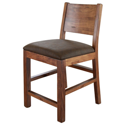 Yost Upholstered Faux Leather Counter Stool with Solid Wood Frame