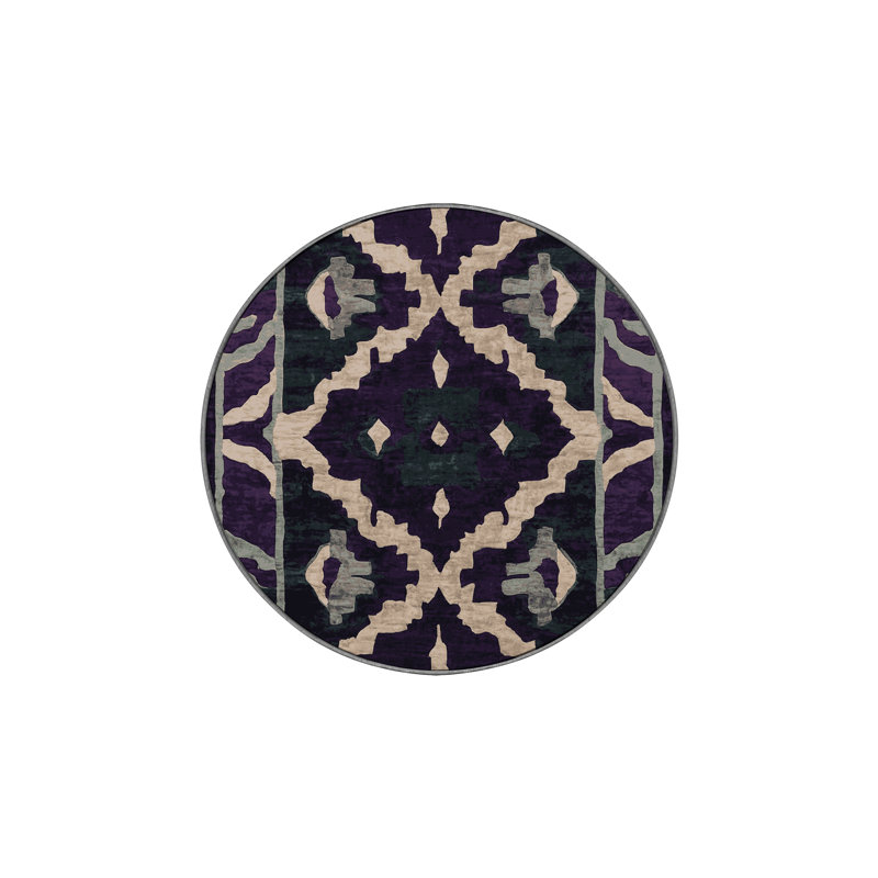 Machine Washable Purple Area Rug, Round 5'