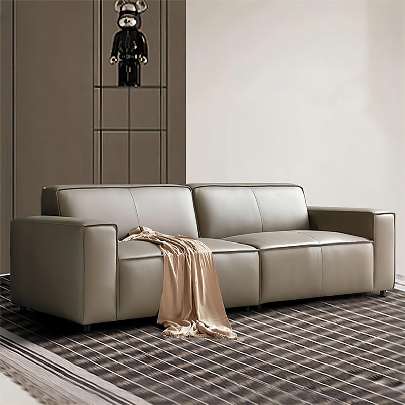 Gray Genuine Leather Modular Sofa cushion couch
