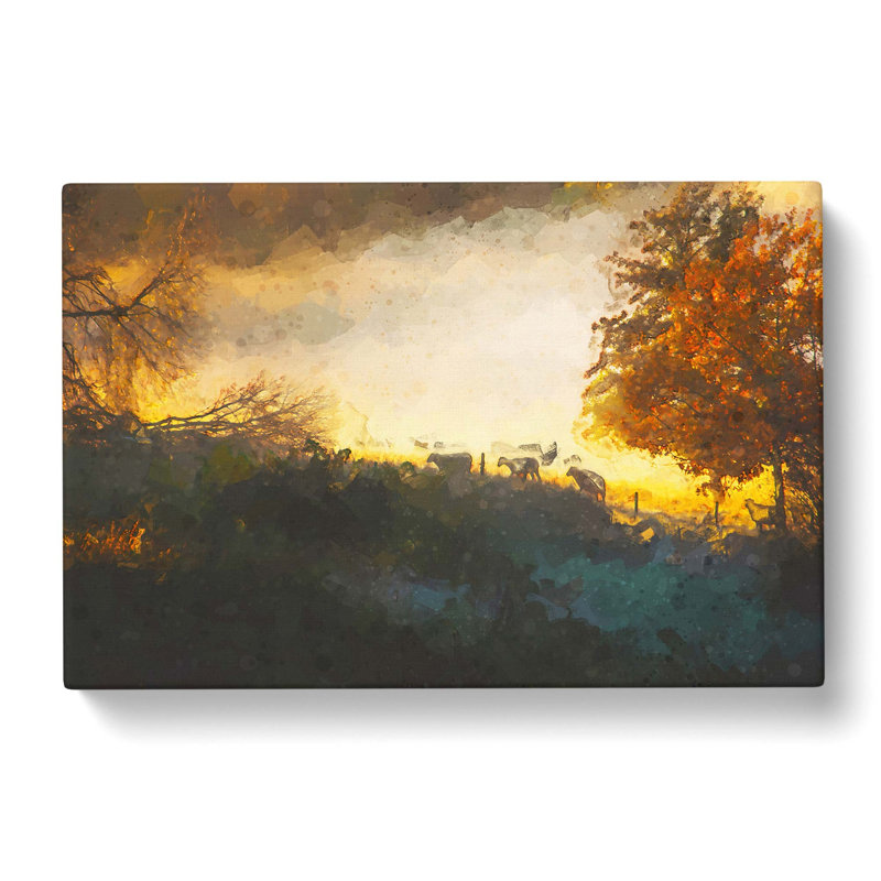 Sheep In Sweden In Abstract - Wrapped Canvas, 40cm H x 60cm W x 3cm D