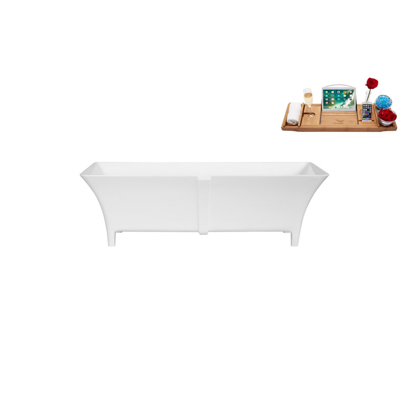 Baignoire de trempage autoportante à surface solide 67 po. X 28 po.
