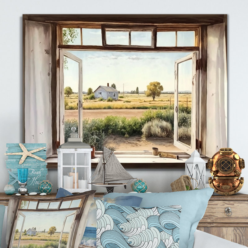 Window to Landscape Views I - Print on Canvas, 30" H x 40" W x 1.5" D, Wrapped Canvas