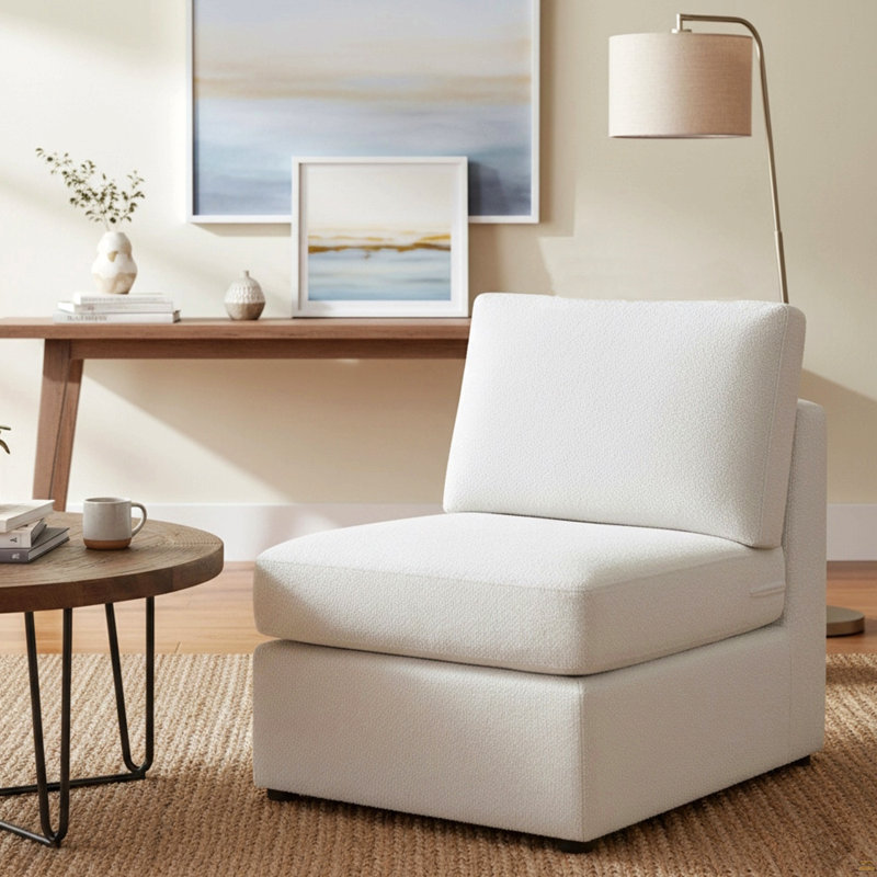 Chaise sans accoudoirs Chauncy - Ivoire, Polyester ivoire