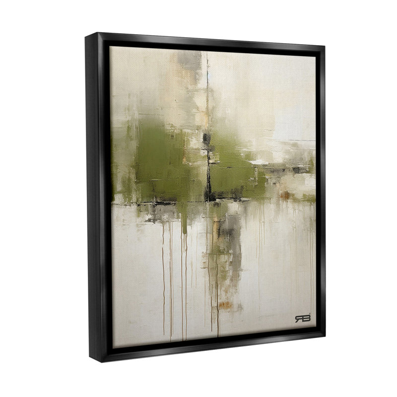"Modern Paint Drip Horizon" par RB sur toile, Cadre flottant noir de jais, H 31 po x l 25 po