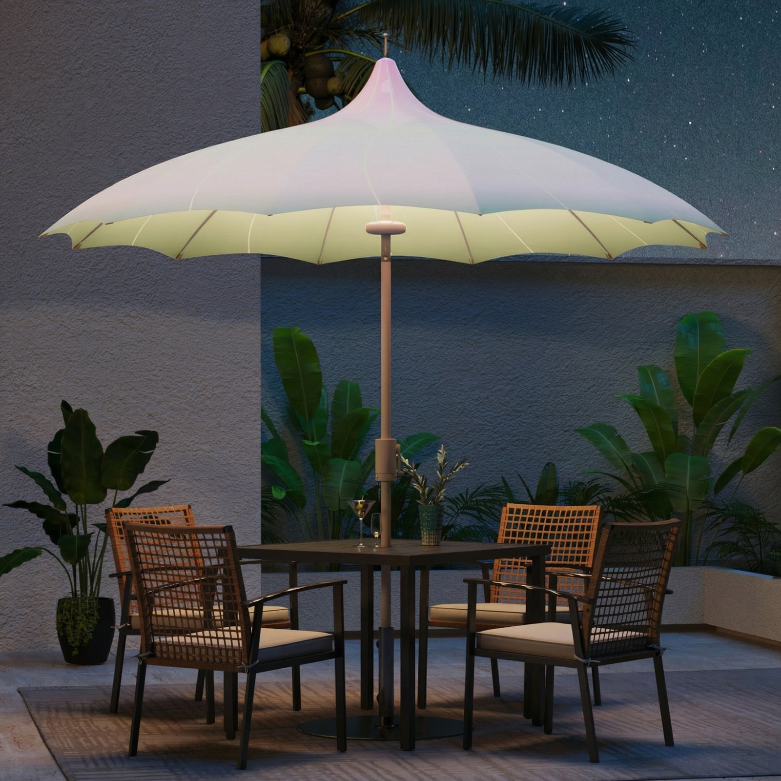 Dannyel 8' Lighted Market Umbrella, Gradient Green, with LED Light