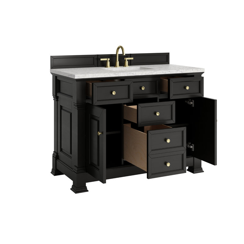 Brookfield 48'' W Single Vanity, Eternal Jasmine Pearl, Widespread, Black Onyx
