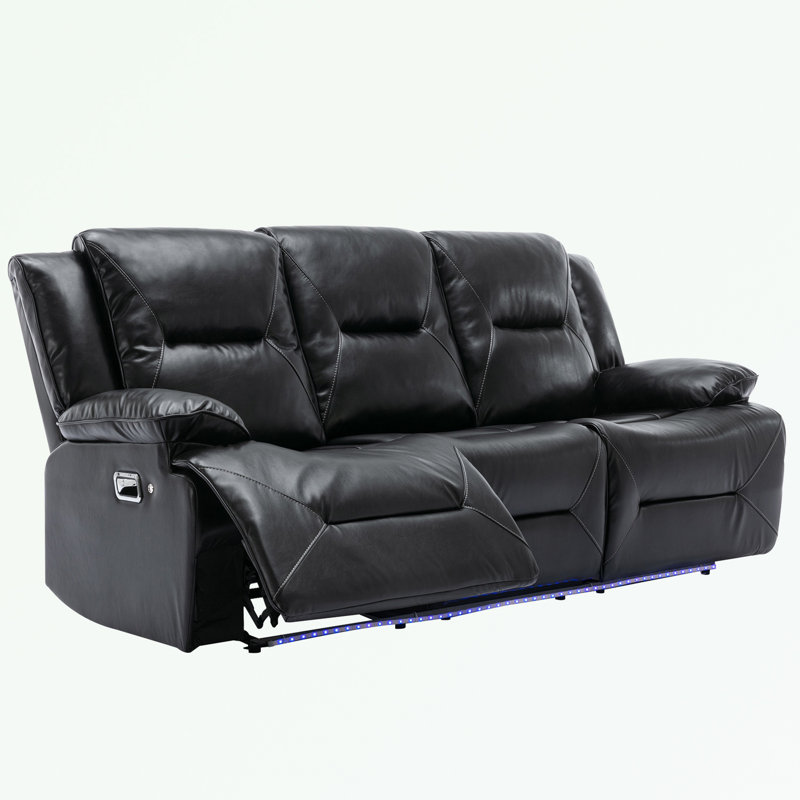 Beaucanton Upholstered 82.2'' Reclining Sofa, Black