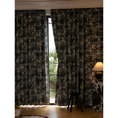 French Curtains - Light Luxury Jacquard, High-End, Light Blocking, Retro Black And White, Ancient Chinese Style For Living Room & Bedroom
