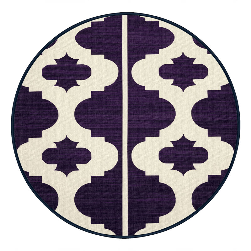 Tapis mauve lavable à la machine, Rond 7 pi
