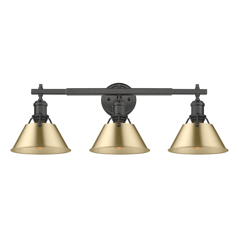 Felda 3-light fixture, Matte Black, Brushed Champagne Bronze