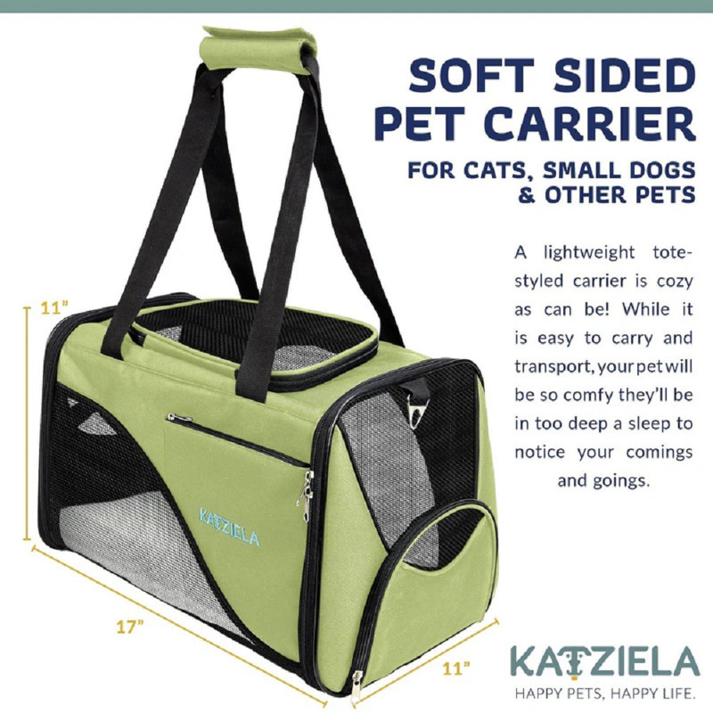 Olive Green Soft-Sided Rolling Airline Approved Pet Carrier