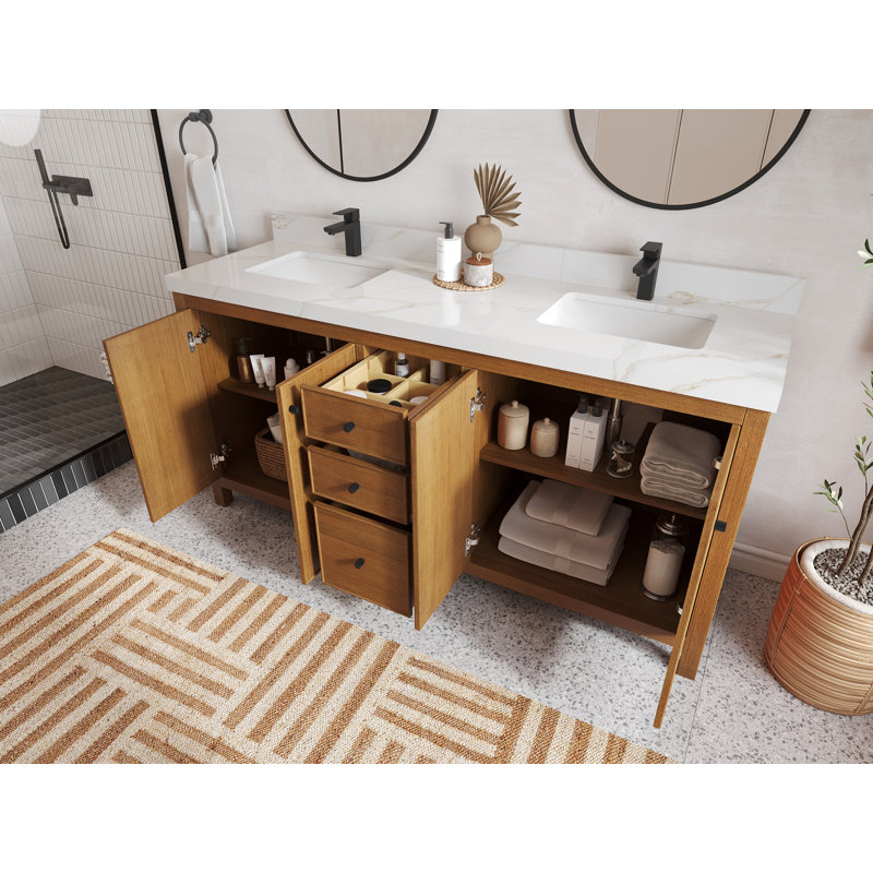 Macmahon 72'' Double Bathroom Vanity with Top, White