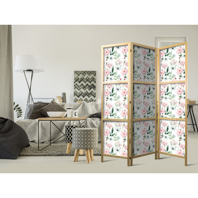 171cm H Solid Wood Folding Room Divider, 171cm H x 135cm W x 1.2cm D, 3