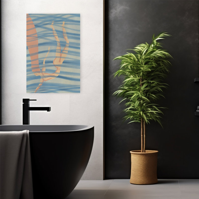 «Underwater Nude Swimmer Abstract Peaceful Serene Ocean», art mural, H 24 po x l 16 po