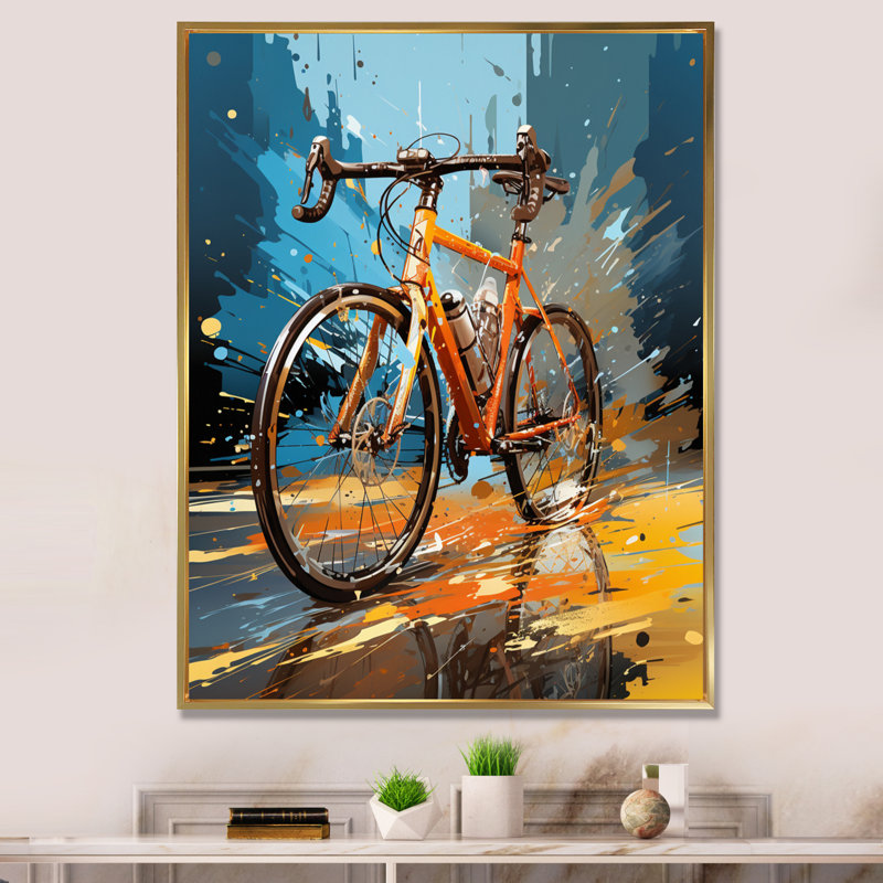 Vélo «Bold Rides II» - impression, H 32 po x l 24 po x P 1 po, Cadre flottant doré
