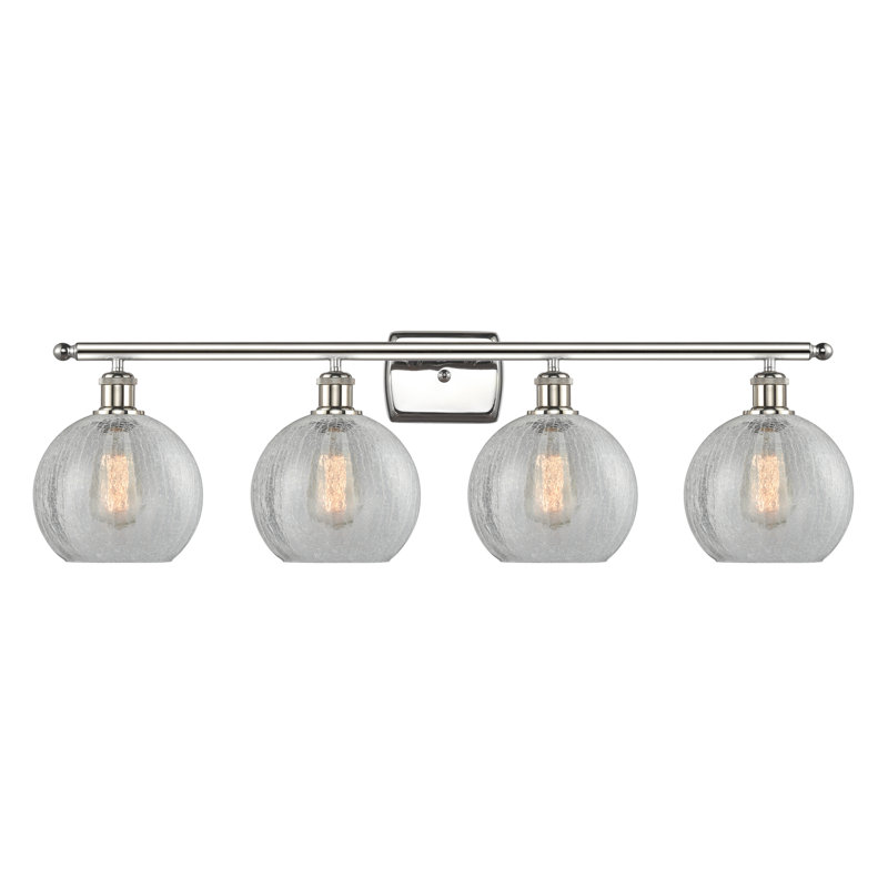 Éclairage de salle de bain à intensité variable 4 lumières Baptista, Ampoule incandescente rétro de 60 watts, Nickel poli