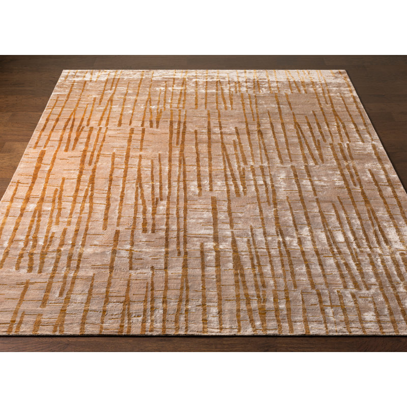 Tapis taupe / kaki noué à la main Dixon, Rectangle 5 pi x 8 pi