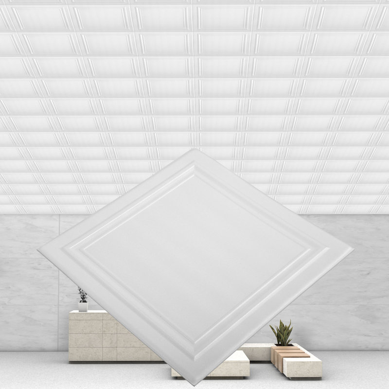 Tuile de plafond en PVC blanc 1,6 pi x 1,6 pi