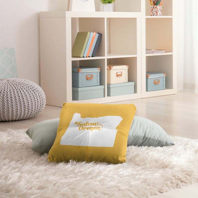 Coussin de plancher touffeté, 26 po x 26 po, Jaune, Salem