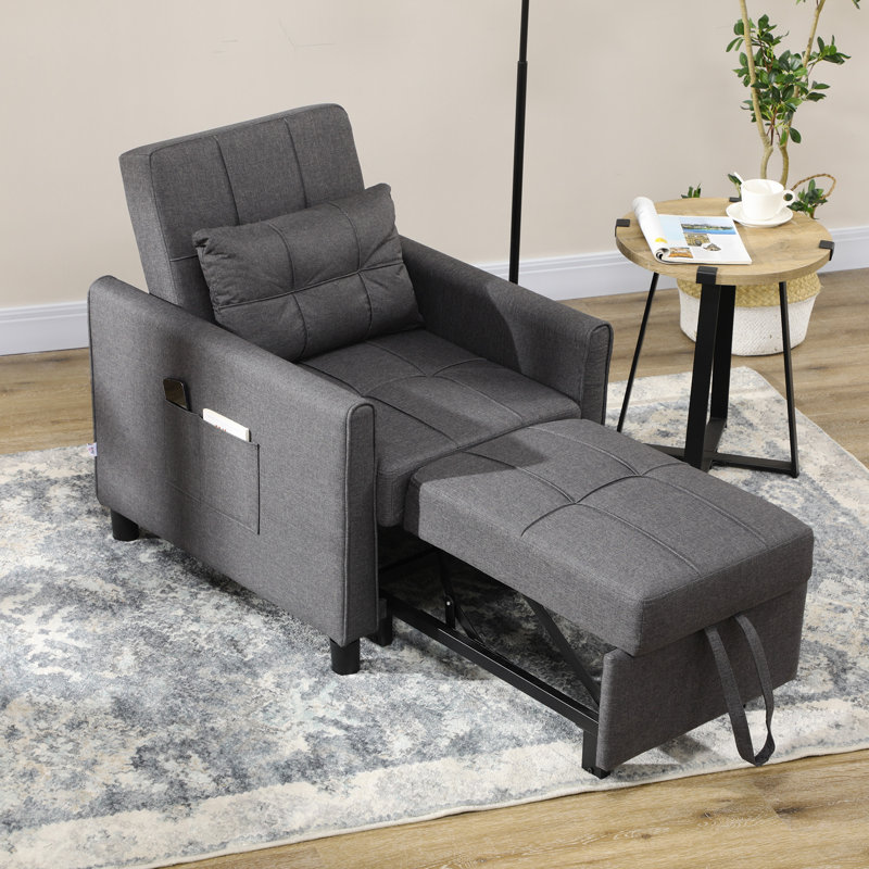 Fauteuil futon rembourré Texovia de 27,25 po, bois