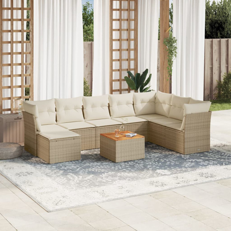 Ensemble de canapé de jardin Vidaxl beige, blanc crème et brun