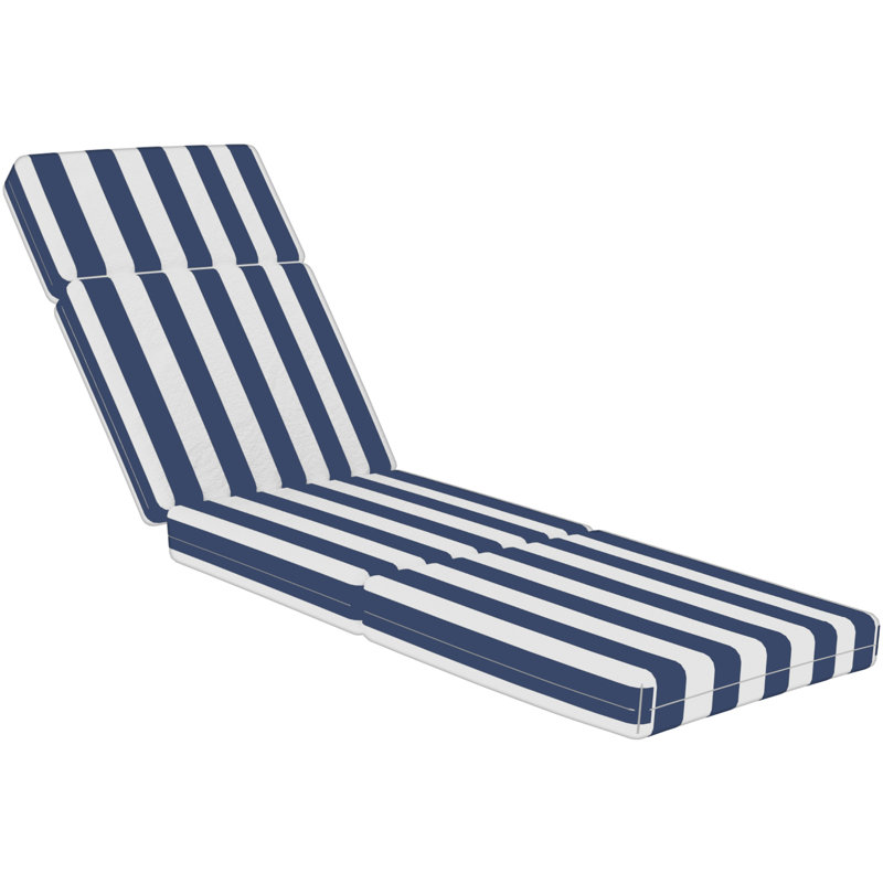 4In Chaise Lounge Cushions Outdoor, Blue/White Striped, 44" W x 21" D