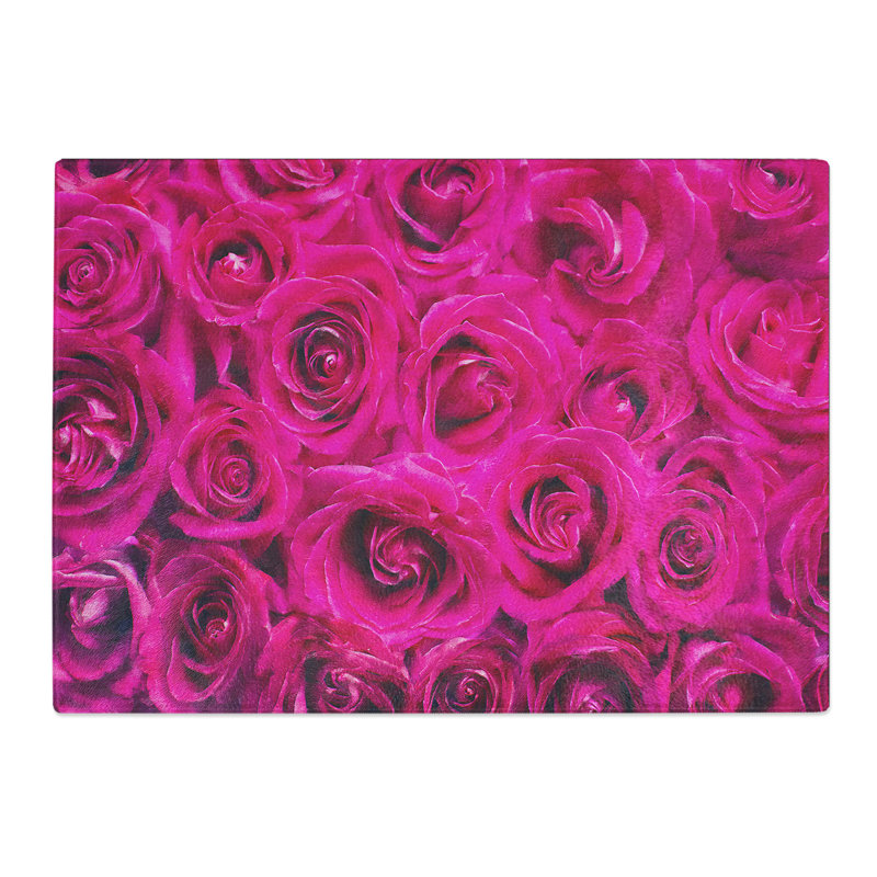 Tempered Glass Wall of Bright Roses Painting Chopping Board, 28.5 cm x 39 cm