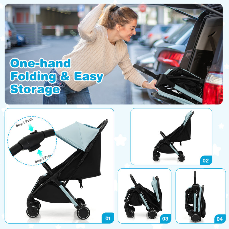 Hockaday Foldable Pet Stroller, Blue