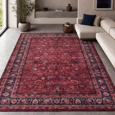  Yildiz - Tapis d'intérieur lavable à la machine - Tapis rouge foncé 9 pi x 12 pi