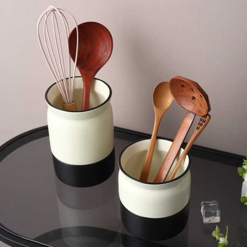 Porte-ustensiles en céramique pour comptoir avec trous de drainage, ustensiles de cuisine pour comptoir de cuisine