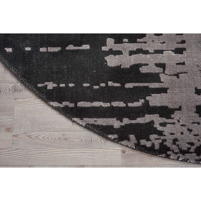 Tapis noir / gris Sanatoga, Rond 8 pi