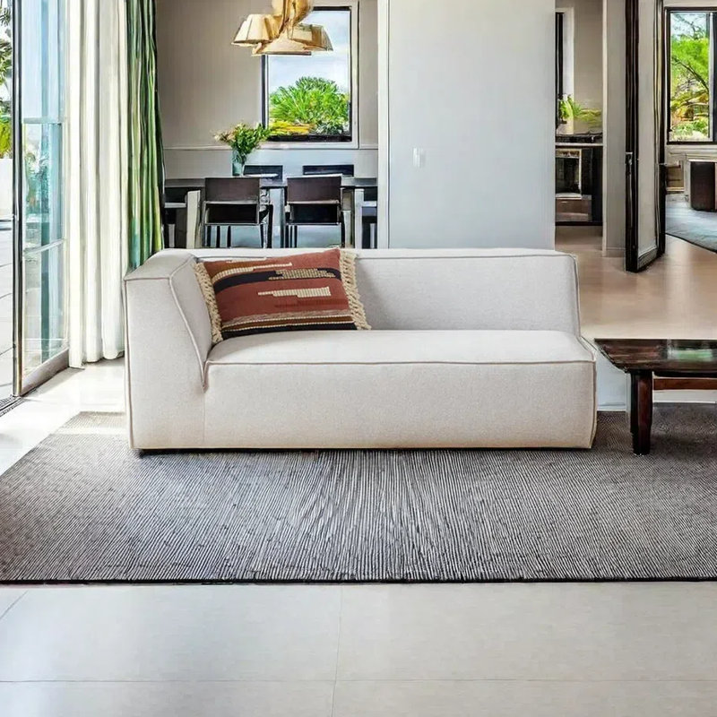 Chaise longue rembourrée Modern, Accoudoir à gauche (vu de face), Blanc cassé