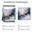 Impression sur tissu grand format - Motif abstrait dynamique bleu, gris et orange pour salon ou chambre - « Assemblage du cadre requis (cadre non fini) »-135869560