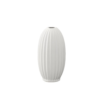 Ceramic Round Vase with Narrow Mouth and Embossed Column Pattern Design Body SM Matte Finish..