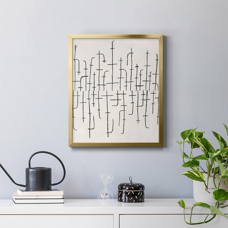 «Vertical Arrangement II», toile encadrée de qualité supérieure - prête à être accrochée, Or, H 20 po x l 16 po