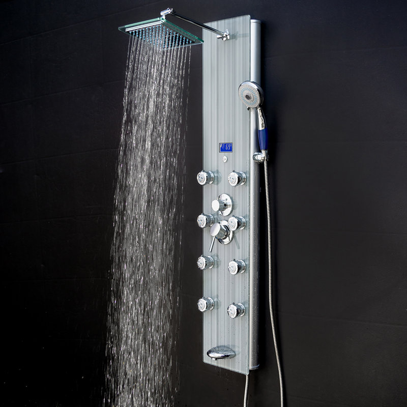 Panneau de douche à jet de pluie de 51,25 po avec pomme de douche réglable Akdy, Rayure grise