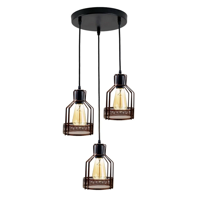 Burke 3 - Light Cluster Pendant, Rustic Red