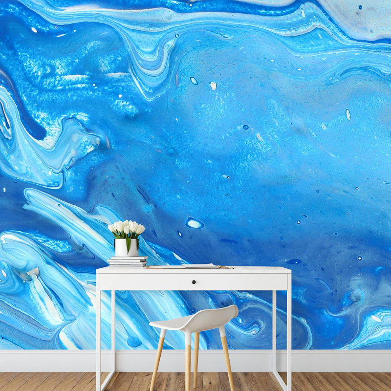 Bleu, pastel, pierres précieuses, vagues, formes abstraites, art moderne, panoramique, multicolore, détente, calme